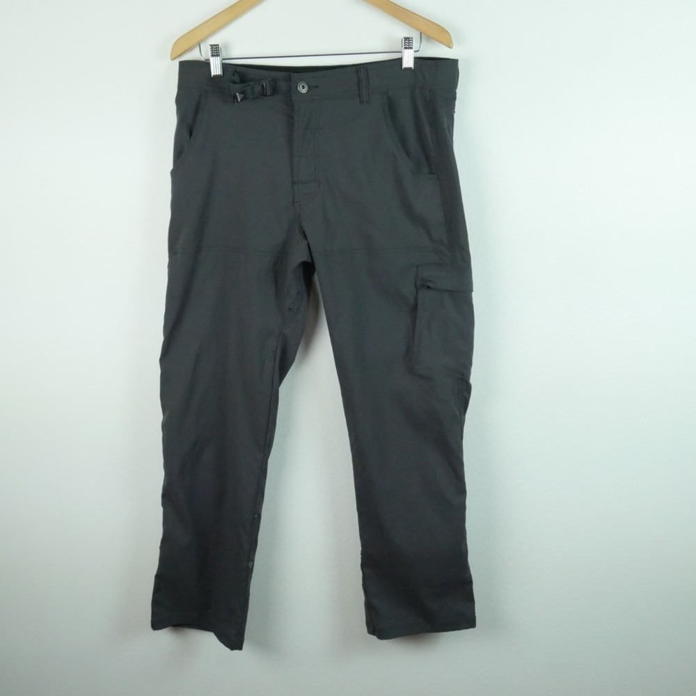 Prana Zion Mens Hiking Pants Gray Stretch Cargo Outdoor M x 30L Convertible